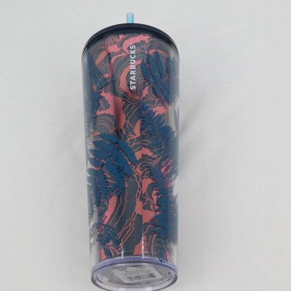 Starbucks Other - Starbucks Fall 2022 Ocean Fern Blue Rose Gold Foil 24oz Venti Cold Tumbler Straw